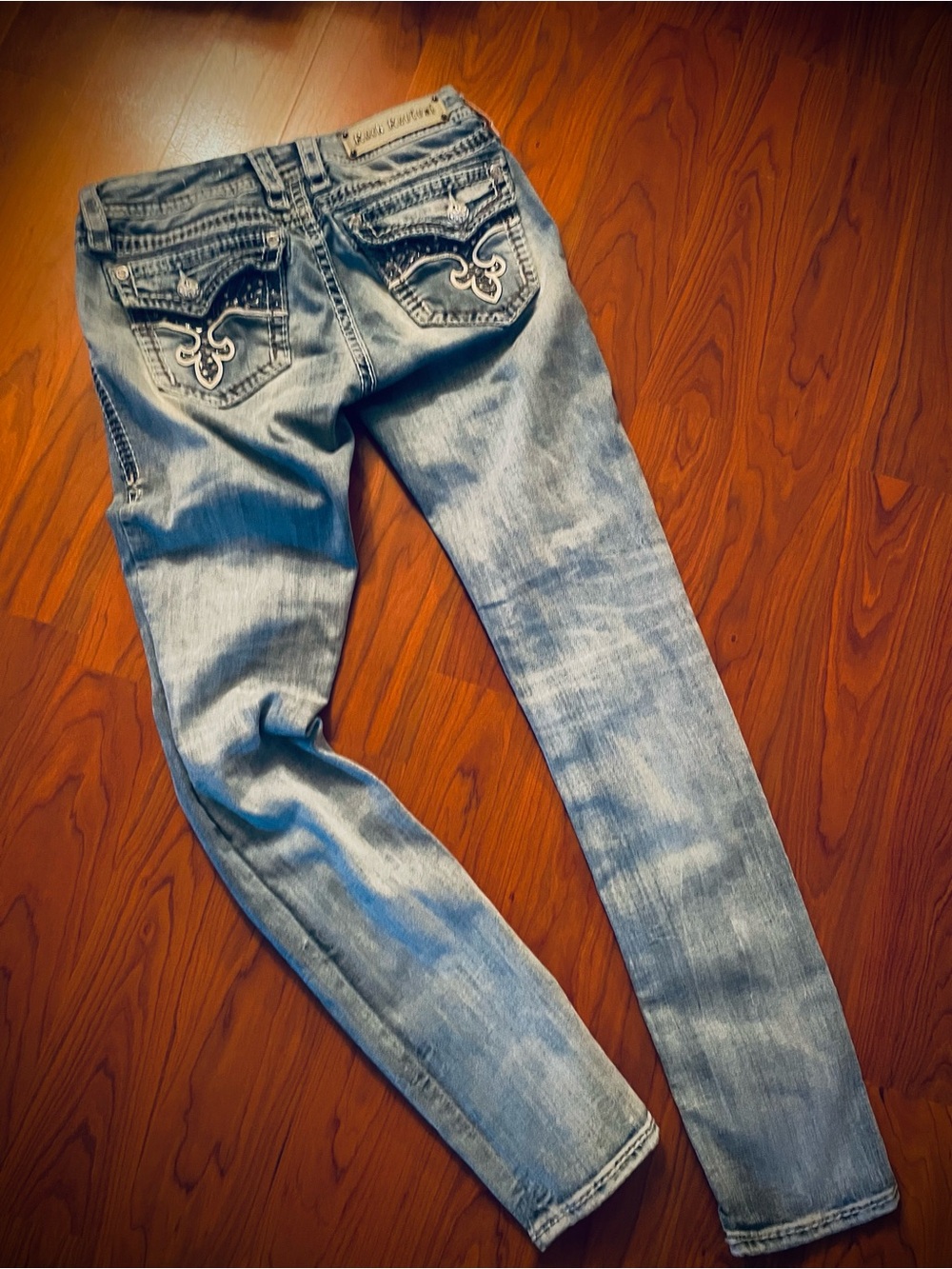 Rock Revival Jeans Wmns 29 32 Doyle Skinny Distressed Stretch Denim Embroidery - Picture 3 of 10